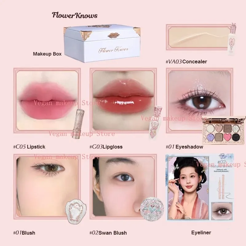Flowerknows All In Gift Set Matte Velvet Lipstick Blusher Glitter Eyeshadow Makeup Set Cosmetics Kit With Gifts Box