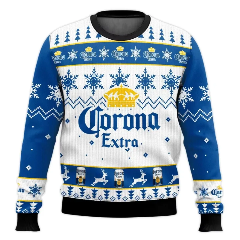 Suéter feio de cerveja Corona Natal cerveja feliz bebendo présente de Natal masculino et feminino grande taille suéter élégant