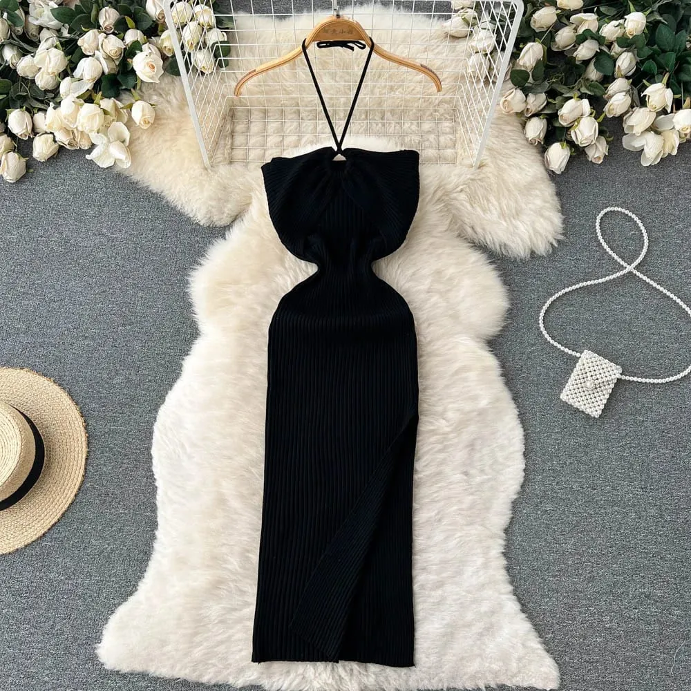 YuooMuoo Chic Mode Sexet Pakke Hofter Split Strikket Sommerkjole 2025 Kvinder Slank Elastik Bodycon Festkjole Streetwear Outfit — image 5