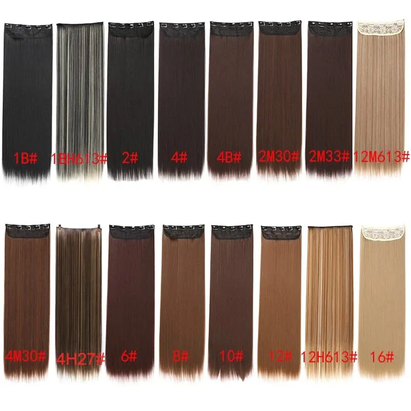 Synthetic 5-Clip One Piece Invisible Hair Extensions Long Straight 24Inch Heat Resistant Hairpiece for Women — image 4
