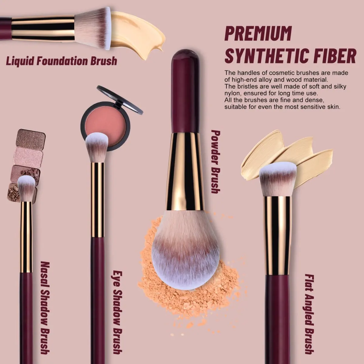 14 PCS Makeup Brush Set With Illuminated Mirror Portable Short Handle LED Light USB Rechargeable Makeup Brushes Kit