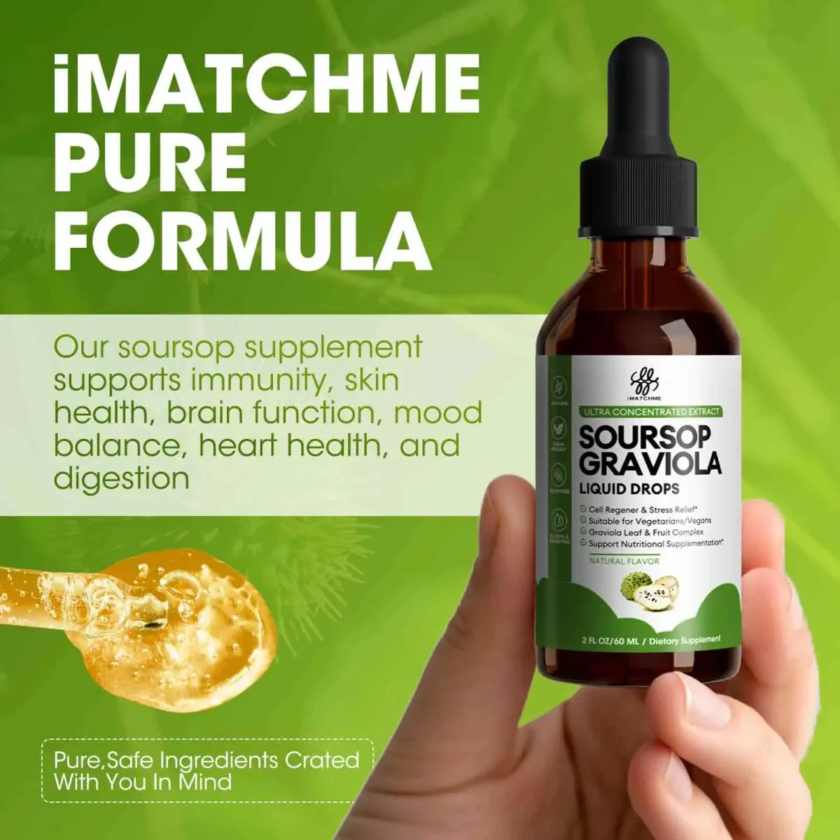 Organic Soursop Graviola Liquid Drops for Natural Antioxidant Cell Support & Regeneration Immune Boost Rich in Multivitamin — image 3