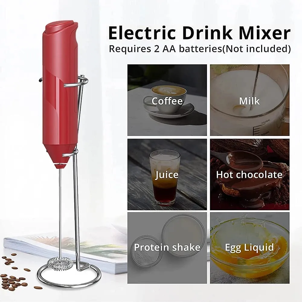 Electric Milk Frother Coffee Maker Handheld Whisk Beater Foam Maker Drink Mixer With Stand Kitchen Milk Coffee Egg Stirring Tool — image 7