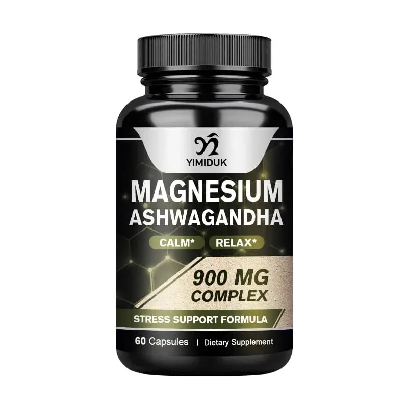 Magnesium + Ashwagandha Supplement with Magnesium Citrate Muscle Recovery Heart & Bone Health Calm & Relaxation