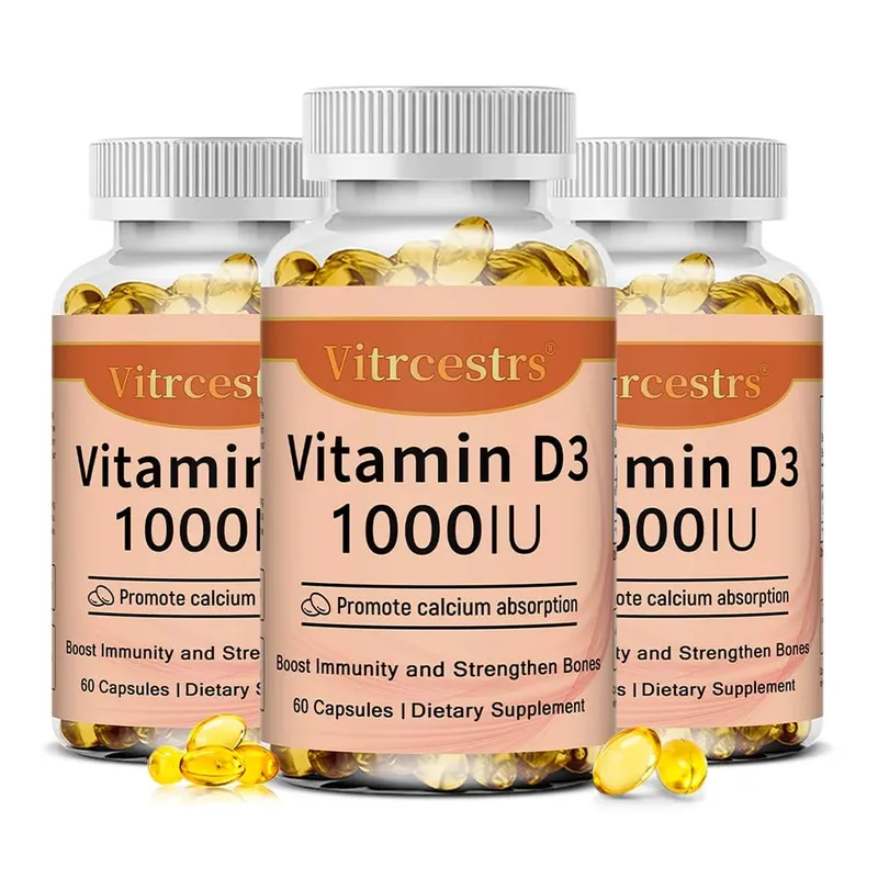 Vitamin D3 1000iu untuk Sokongan Imun Fungsi Otot yang Sihat dan Kesihatan Tulang - 120 Kapsul Sayuran Bebas Gluten Bukan GMO
