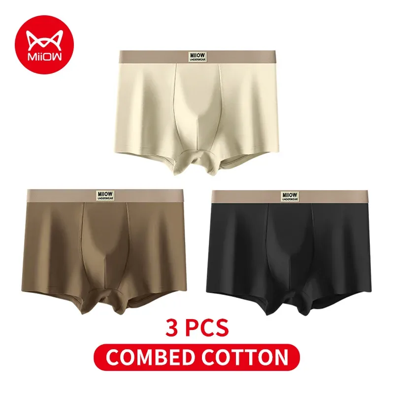 MiiOW 3Pcs Organic Cotton Men Underwear Boxer Shorts Antibacterial Seamless Underpants Male Panties Gift For Men Boxershorts New — image 41