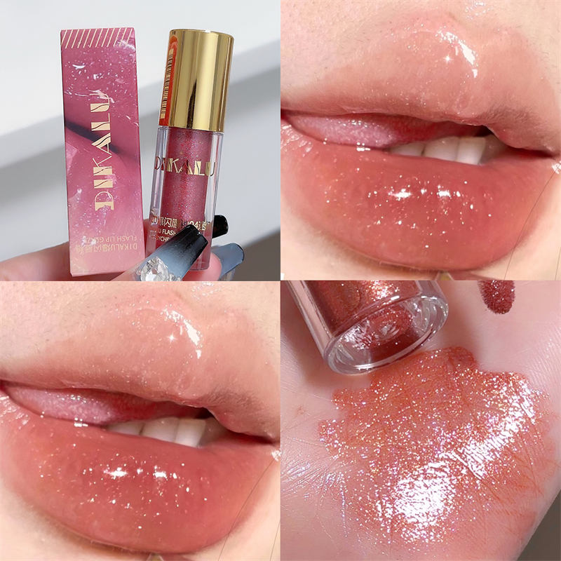 Pearl Diamond Glitter Lip Glaze Long-lasting Moisturizing Plumping Gloss Lip Tint Oil Makeup Mirror Water Light Liquid Lipsticks