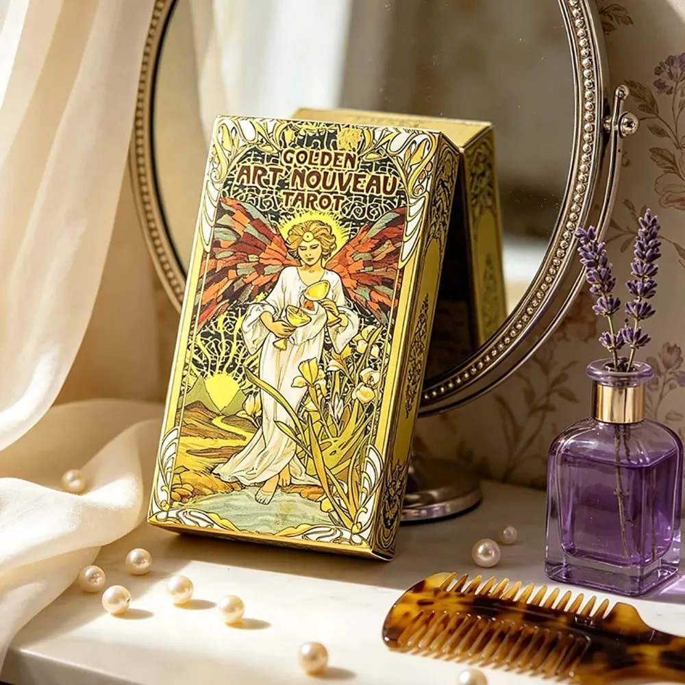 Golden Art Nouveau Tarot 78‑Card Deck Art Nouveau Vintage Style Tarot Cards Divination Fortune‑Telling Board Games Card Game — image 4