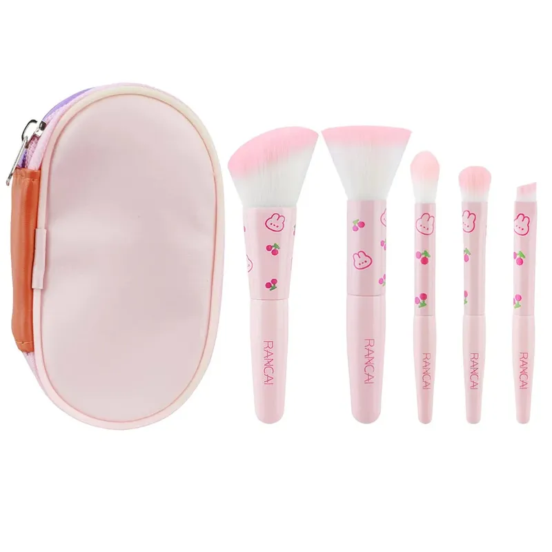 Bộ 5 Cọ Trang Điểm Nhỏ Gọn Dễ Thương Có Hộp Đựng Cọ Cao Cấp Dùng Cho Kem Nền Hoàn Hảo Má Hồng Phấn Mắt Ứng Dụng Dụng Cụ Làm Đẹp — image 8