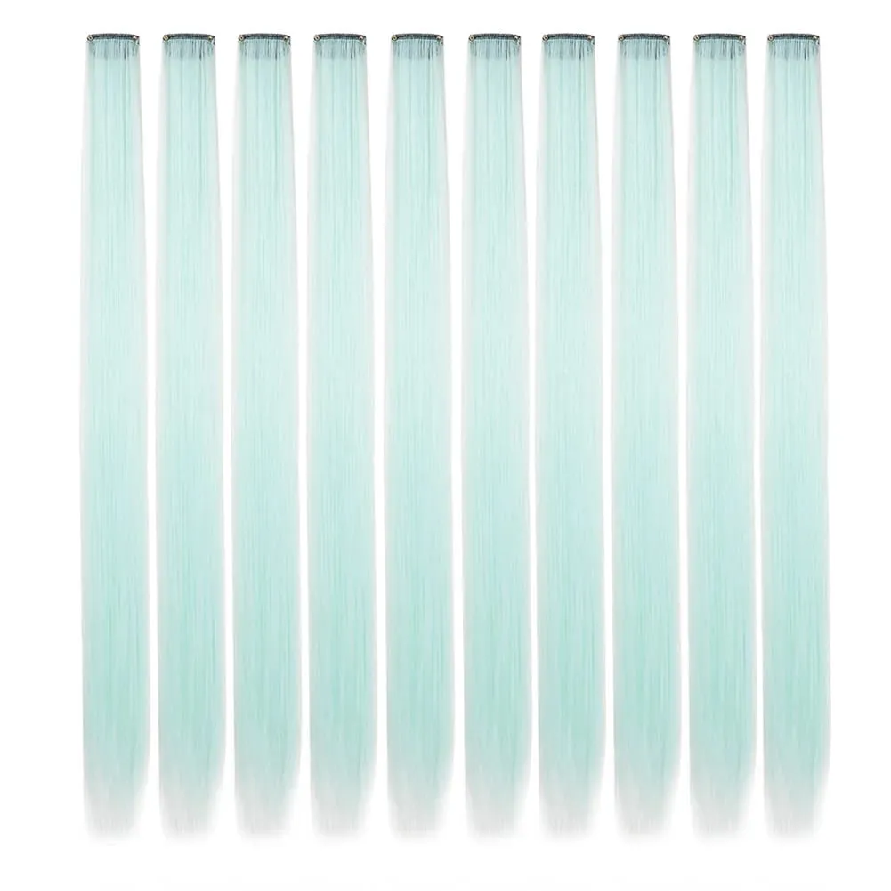 10PCS/Pack Colored Party Highlights Clip in Hair Extensions for Girls 22 Inches Omber colors Straight Hair Synthetic Hairpieces — image 51