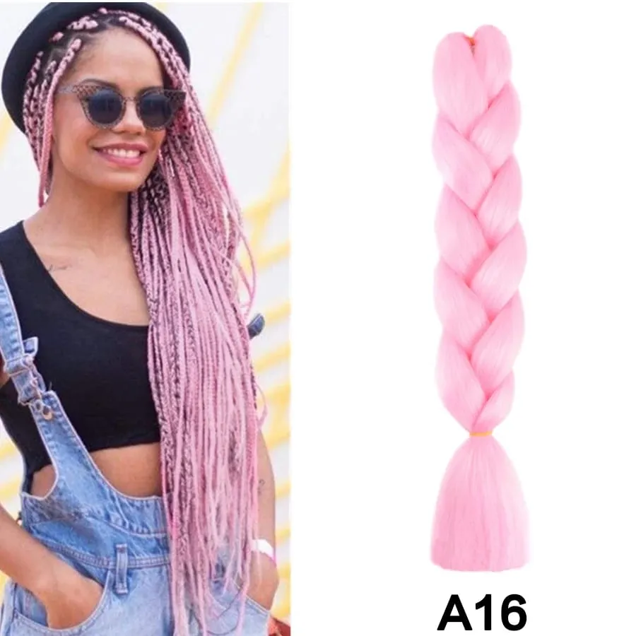 24 Inch Synthetic Jumbo Braid Pure And Ombre Braiding Hair Extensions For Women DIY Jumbo Hair Braids Black Green Gray Brown — image 21