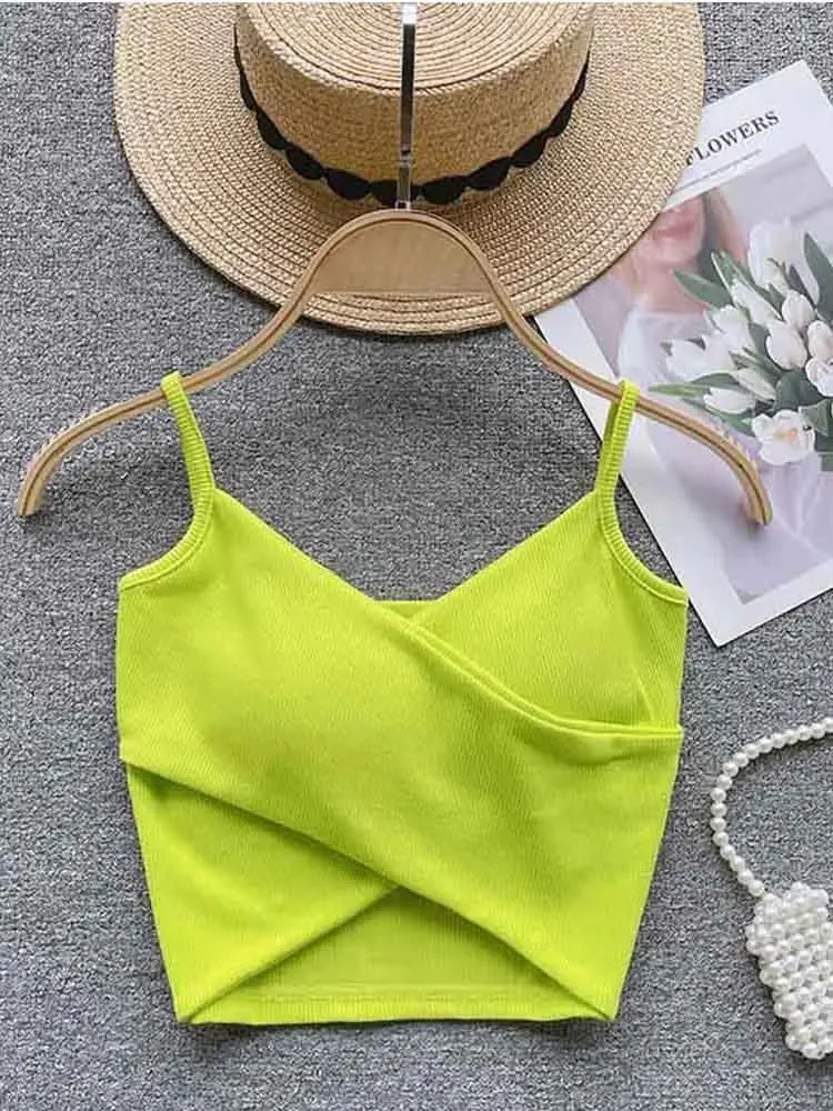 Irregular Casual Sport Camisole Women Strap Design Solid Fashion 2024 Y2K Elegant Ladies Chic Slim Tank Tops