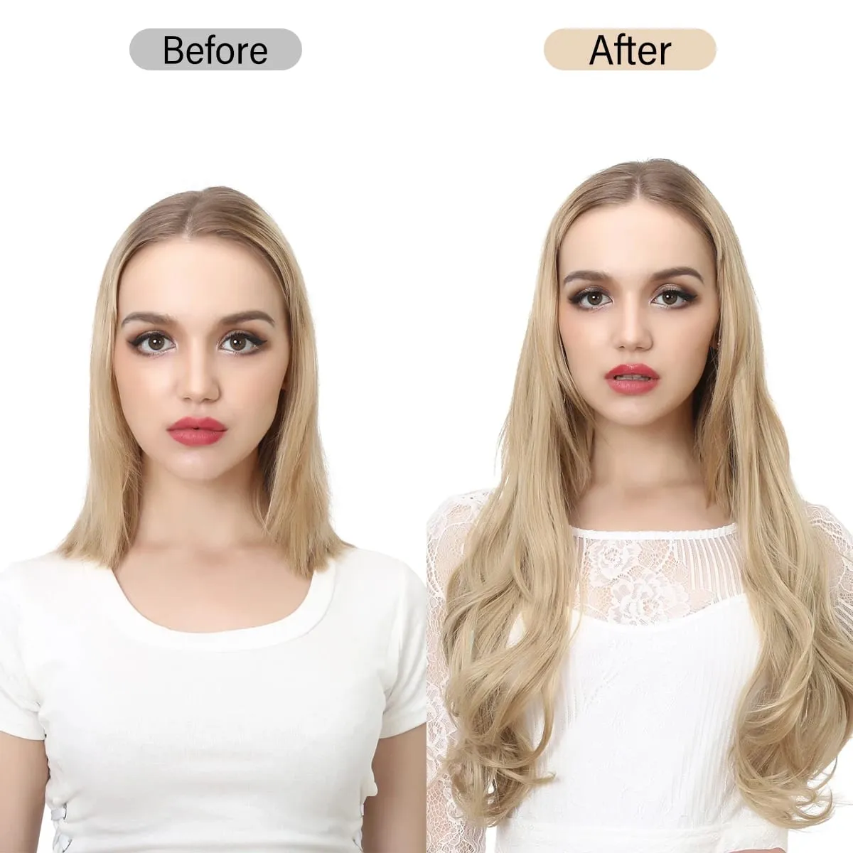 Nice Premium Synthetic Invisible Wire With Clip In Hair Extensions Daily Use Hairpieces Long Brown Natural Wavy Fake Hair piece — image 7