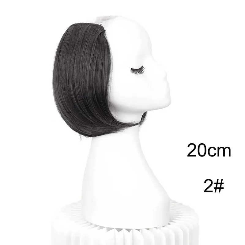 20/30cm Synthetic Short Straight Internal Buckle V-shaped Half Head 4Clips Hair Extension Invisible Hairpiece for Women — image 9