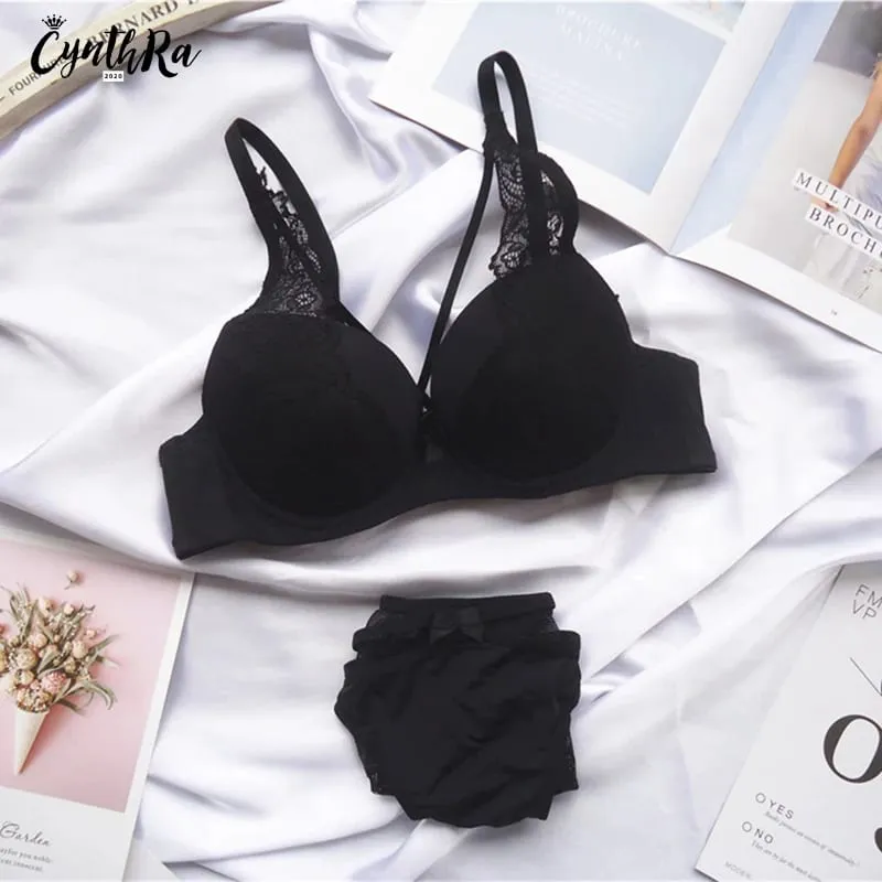 Lingerie Bra Underwear for Women Sexy Section Breathable Female Large Plus Size Lace Push Up Bralette Bra and Panty Set