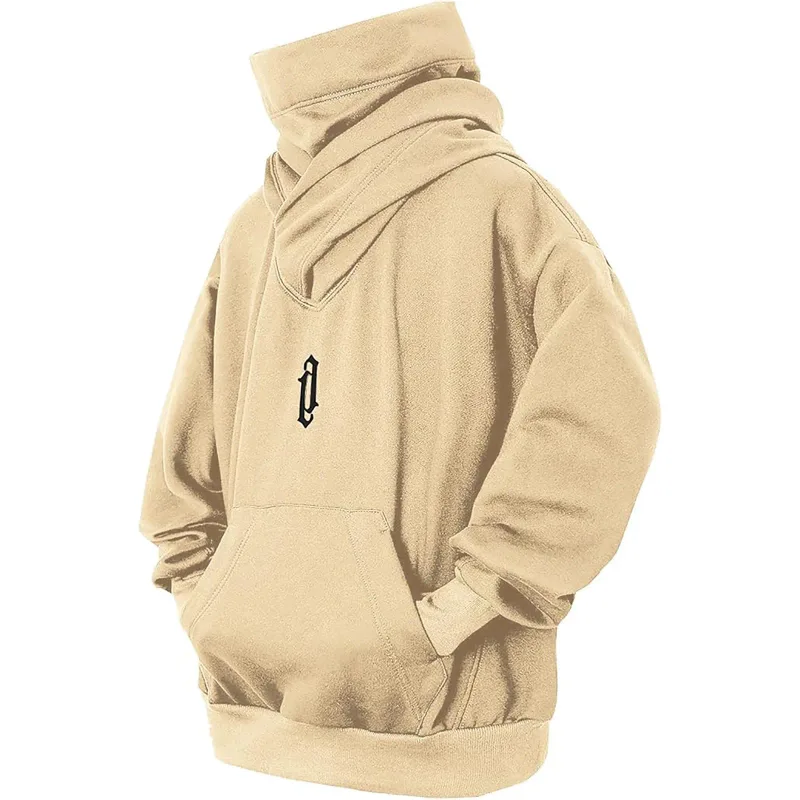 Felpa a collo alto con ricamo Felpa oversize Y2K Uomo Donna Felpa con cappuccio Ninja giapponese Autunno Hip Hop Tasca in pile Streetwear