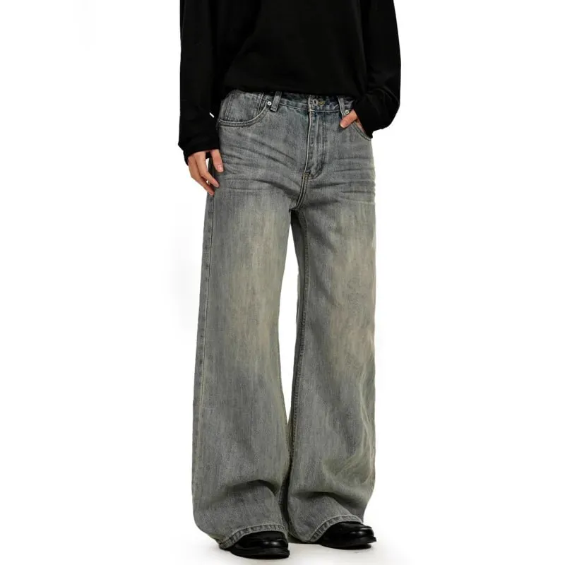 Amerikaanse retro minimalistische versleten gewassen jeans voor heren Effen volledige lengte Causale broek met rechte pijpen 2026 Lentenieuws 9X1974 — image 4