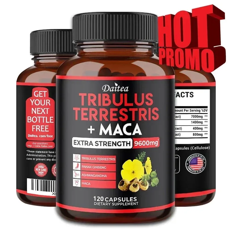Daitea Tribulus + Maca Extract Capsules - Extra Strength 9600 Mg - Energy Endurance & Natural Energy Non-GMO — image 2