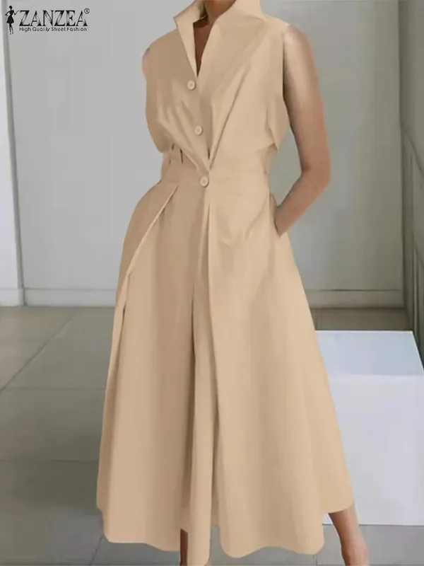Elegant Chic Women Long Dresses Casual Short Sleeve Collared High Waisted Casual & Day Shirt Dress Solid Color S-3XL — image 10