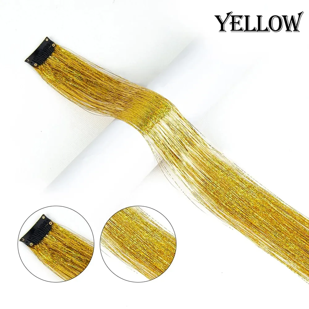 New Hair Tinsel Clip In Extensions Shiny Sparkle Hair Tinsel Glitter Fairy Hair Tinsel Kit Clip In Sparkle Hair Extension 19.5In