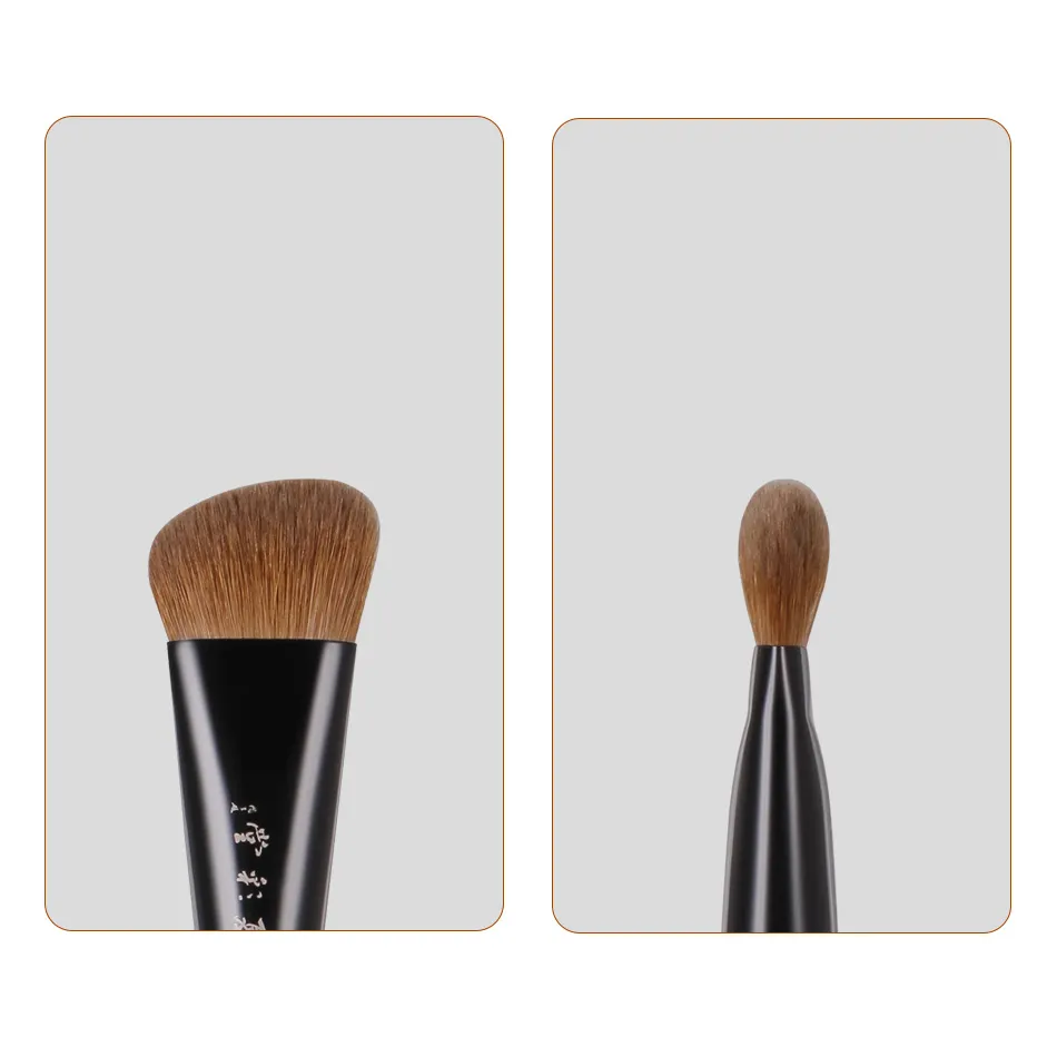 D2B-02(S) Professional Handmade Make Up Brush Flat Angled Foundation Brush Soft Weasel Hair Raw Lacquer Handle Makeup Brushes