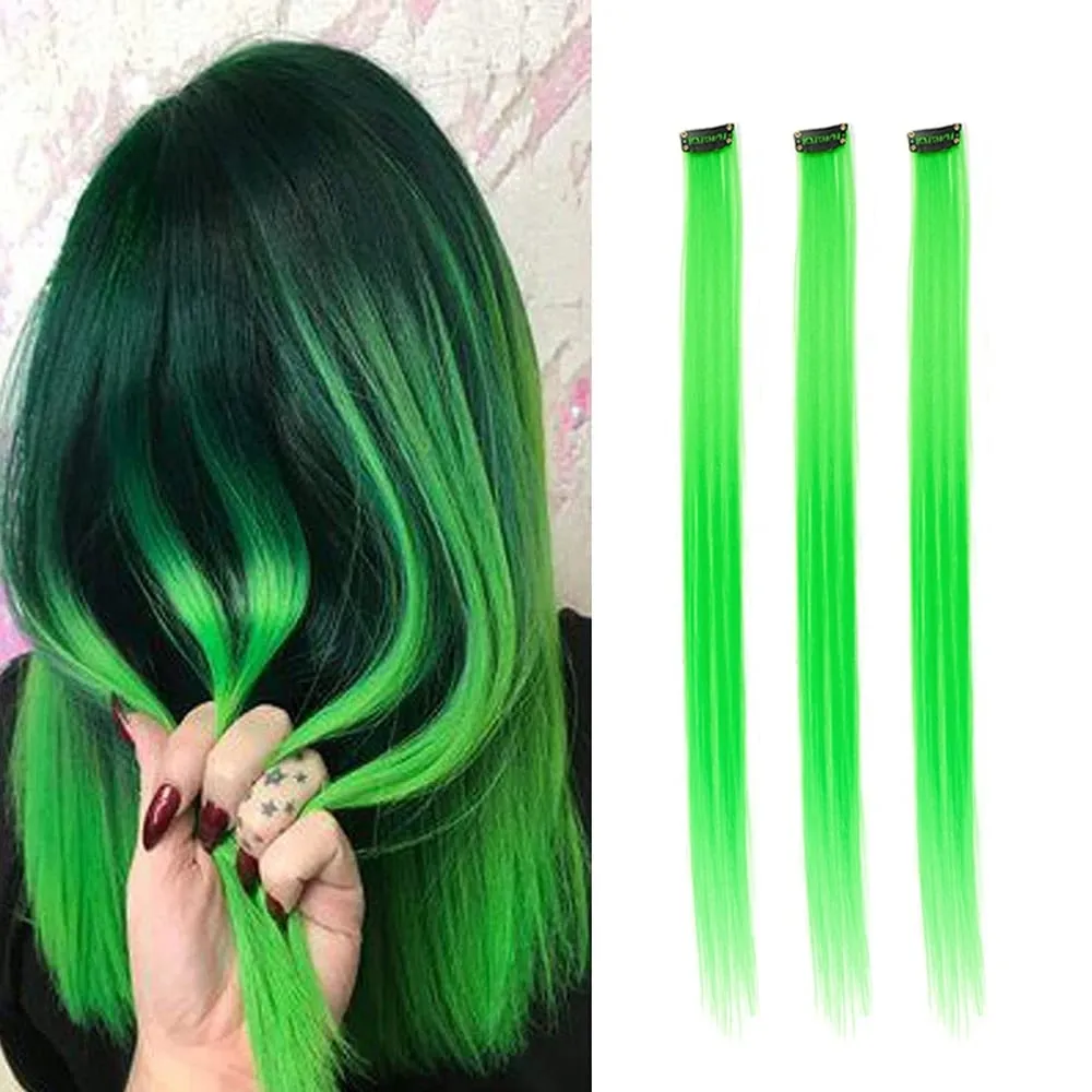 22 inches Colored Party Highlights Clip in Hair Extensions for Girls Multi-colors Straight Hair Synthetic Hairpieces — image 11