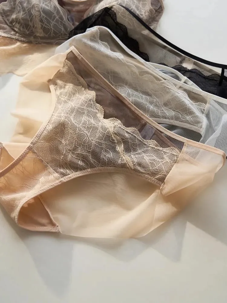 SuyaDream Woman Lace Bra Set Real silk Linings Thin Mold Cup Wire Free Meshes Sheer Underwears 2025 cozy Intimates — image 6
