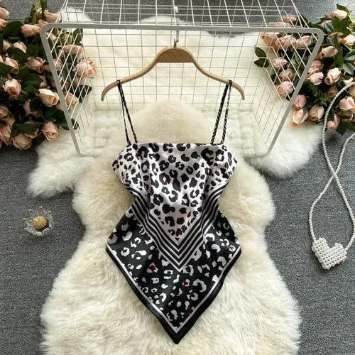 Women Sexy Backless asymmetrical lace-up Camis Print Tank Top Chic One-piece Corset Bustier Summer Beach vacation Crop Top — image 15