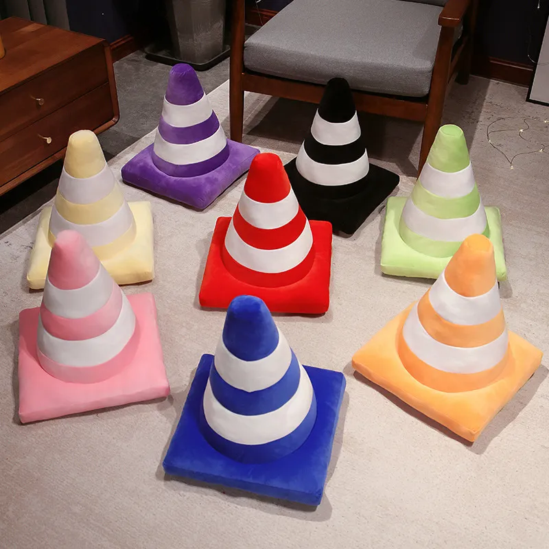 Roadblock Cushion Stuffed Soft Lifelike Plush Traffic Cone Road Construction Cone Pillow Kids Toys Home Decoration — image 2