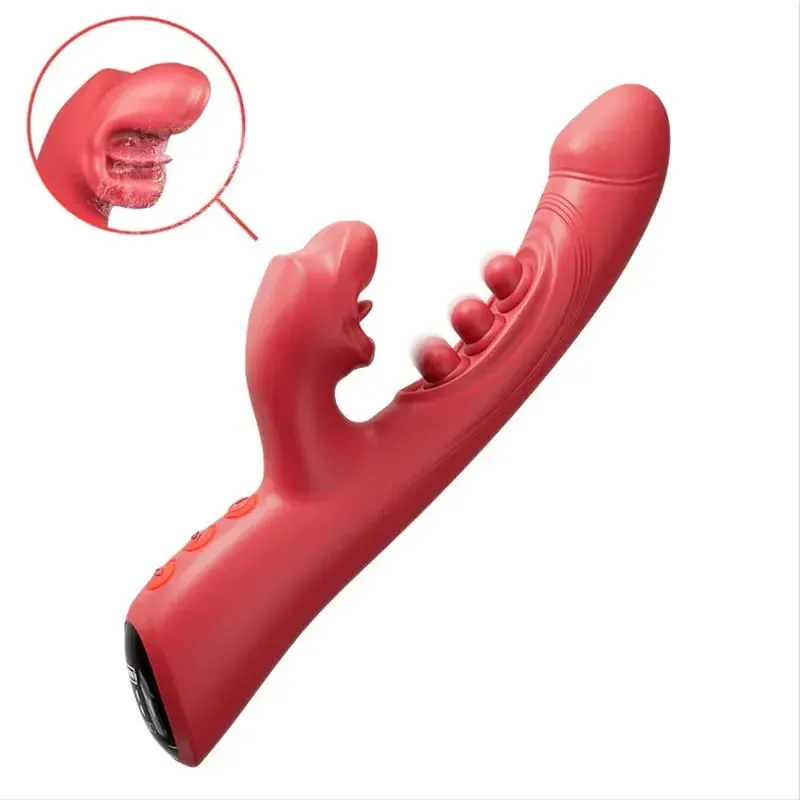 4 in 1 Tongue Licking Clitoral Vibrator with 9 Flapping & 8 Biting Vibration Modes G Spot Stimulator Dildo Sex Toys for Women 18 — image 1