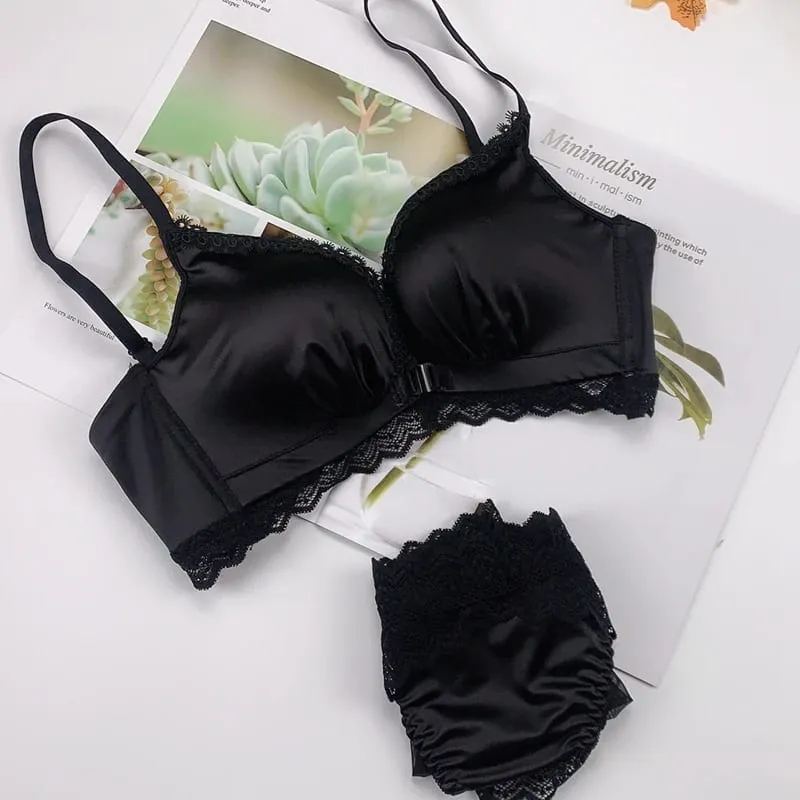 Front Closure Push Up Bra Set - Women's Small Bust Lace Underwire Lingerie | Pull Up Lift Sexy Thin Beauty Back Bralette — image 12