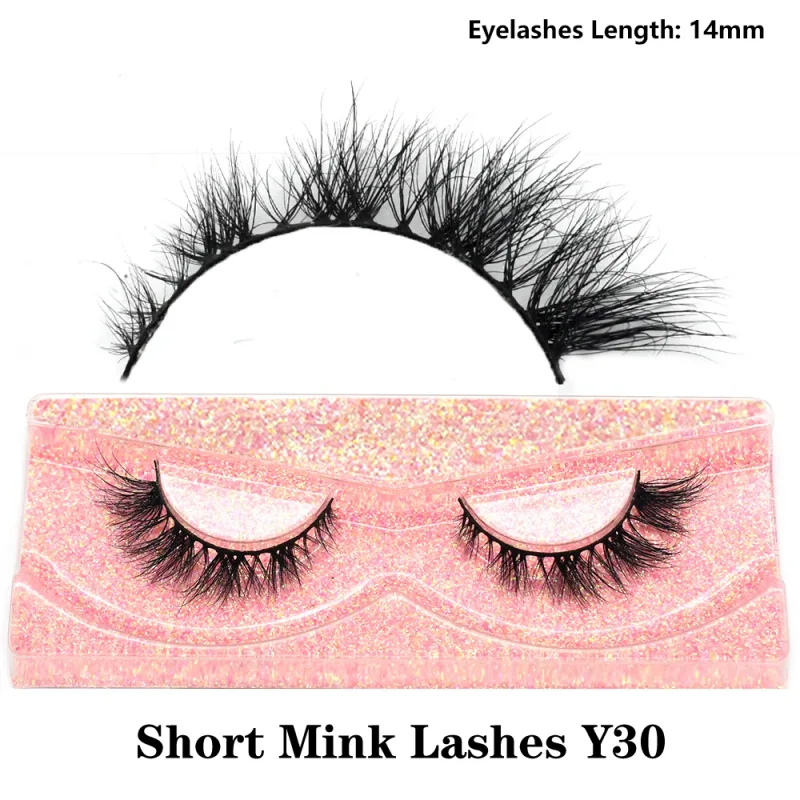 Demi-cils naturels 3D en vison, courts, duveteux, vaporeux, bande croisée, doux, Extension, maquillage — image 41