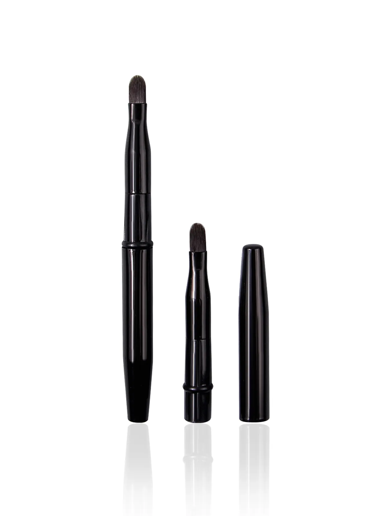 2Pcs Black With a Cover Retractable Lip Makeup Brushes Double-Ended Retractable Lip Brush Travel Lipstick Gloss Makeup Brush — image 2