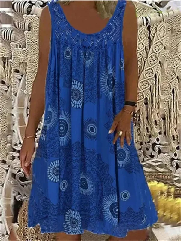 Damen-S-5XL-Größe, digital bedruckt, schulterfrei, sexy Leibchen, locker sitzendes Kleid, Spitze, Freizeitkleid, Sommerkleid — image 8