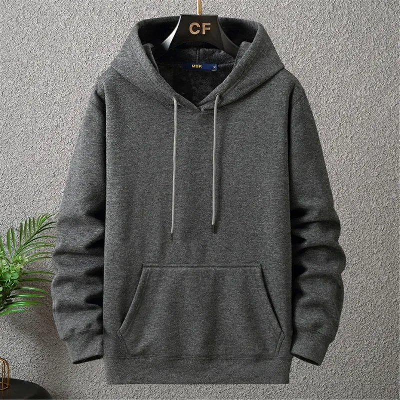 Large Size Men's Hoodie Jacket Hooded Long Sleeve Thick Warm Fleece Lined Sweatshirt Male Casual Winter 10XL 12XL Extra Big Plus — image 4
