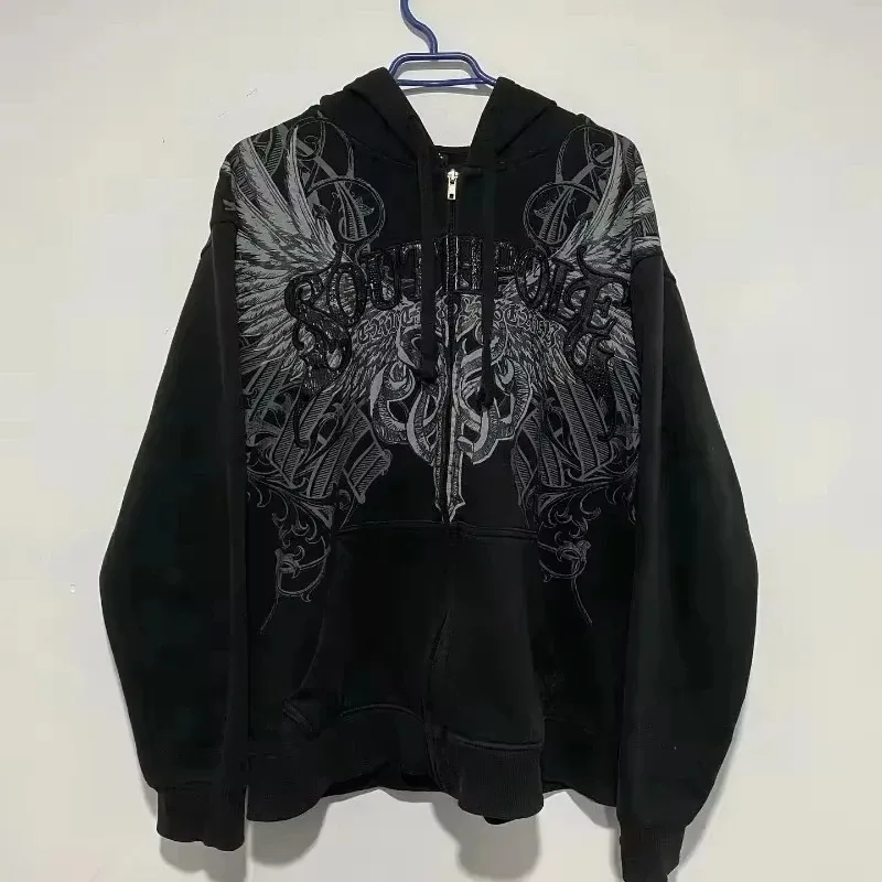 Harajuku Plum Tree Embroidered Oversized Pink Zipper Hoodies For Men and Women Y2K New Gothic Fashion Retro Street Sweatshirts — image 20