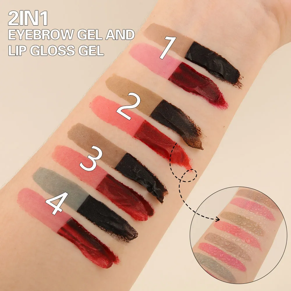 2in1 Lipstick Eyebrow Cream Double-Headed Tearable Lip Gloss Sexy Smooth Contour Waterproof Long-Lasting Lips Lipgloss Makeup