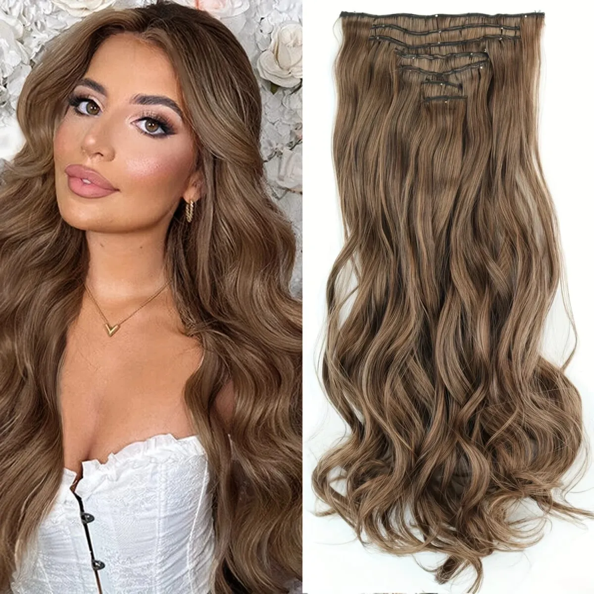 Long Straight Hairstyle 16 Clips 7Pcs/Set Hair Extensions Natural Synthetic Blonde Black Hairpieces Heat Resistant For Women — image 40