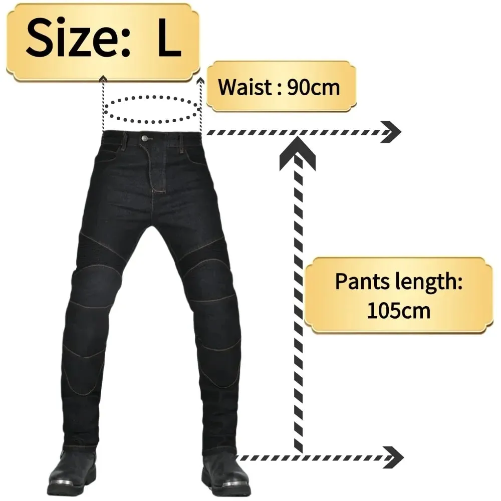 Men's Motorcycle Riding Jeans Pants Anti-Skid Abrasion Resistant All-Weather Classic Fit Race-Ready Biker Gear