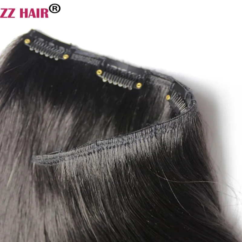 100% Brazilian Human Remy Hair Extensions 16"-26" 5 Clips 1pcs Set No-lace 100g-200g Clips In One Piece Natural Straight