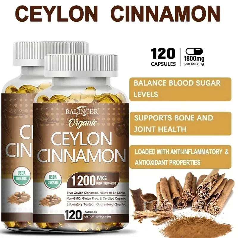 Organic Ceylon Cinnamon Supplement - Antioxidant Immune System Cardiovascular and Gastrointestinal Health Non-GMO Gluten-Free