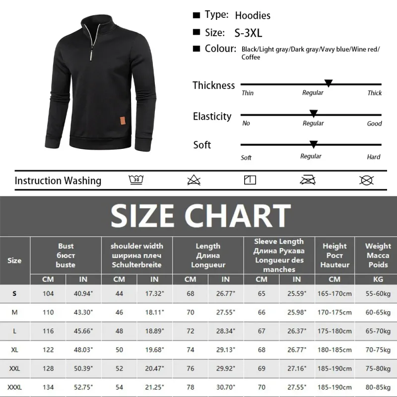 Men Sweatshirts Spring Thicker Pullover Half Zipper Pullover for Male Hoody Outdoor Sweatshir Autumn Solid Color Turtleneck Swea — image 34