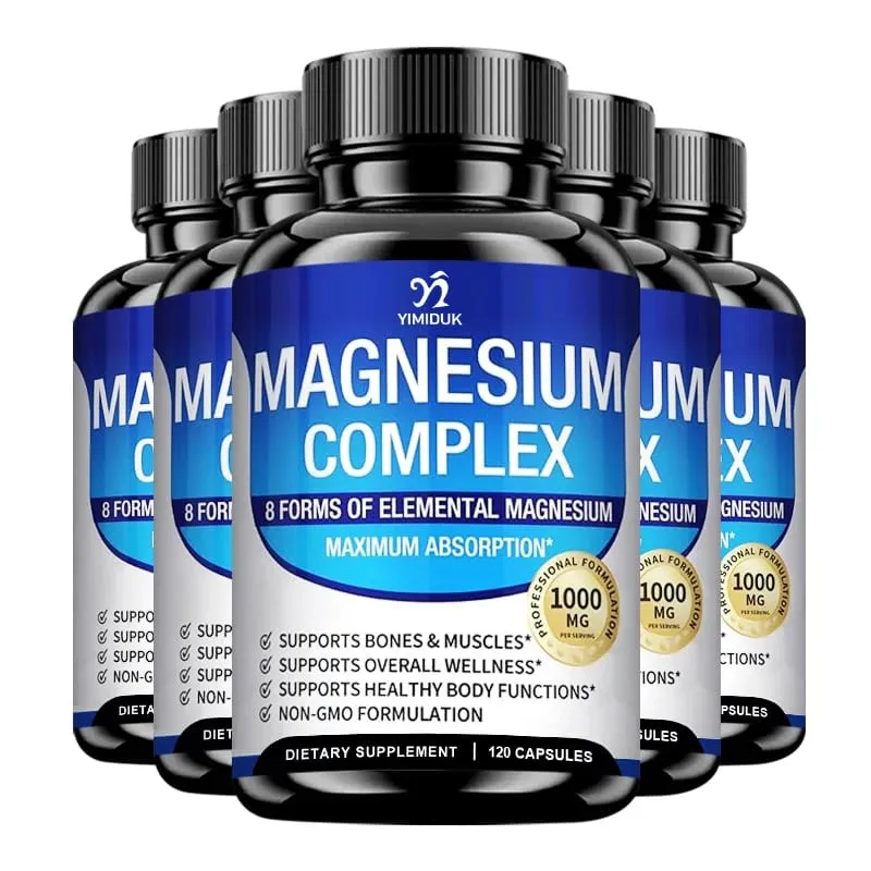 Suplemen Kompleks Magnesium 1000mg -Magnesium Glycinate Citrate Malate Taurate Chelated untuk Tenaga Pemulihan Otot Tulang