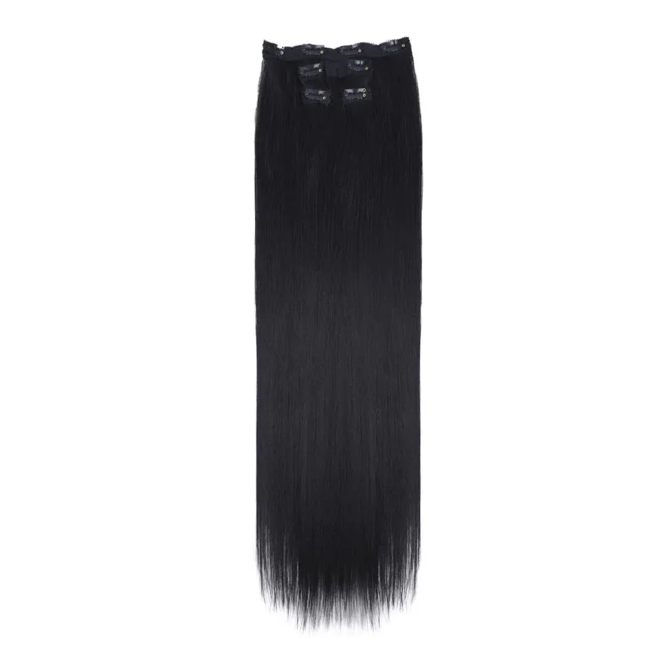 Long Straight Hairstyle 8 Clips In Hair Extensions Blonde 60CM Natural Synthetic Hair Daily Use Hairpiece Fake Hair — image 12