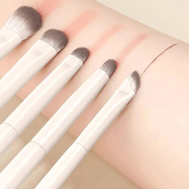 5/6/8/10pcs Natural Eye Makeup Brushes Set Detalye Eyeshadow Brush Makeup Brush White Ultra Soft Eyeshadow Eyeliner Makeup Tool — image 3
