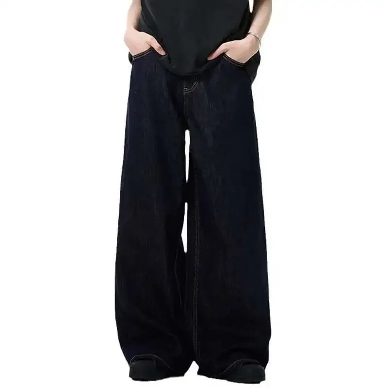 Simple Men's Denim Pants Vintage Washing Wide Leg Loose Jeans Casual Straight American Style Male Trousers New 2026 9W190