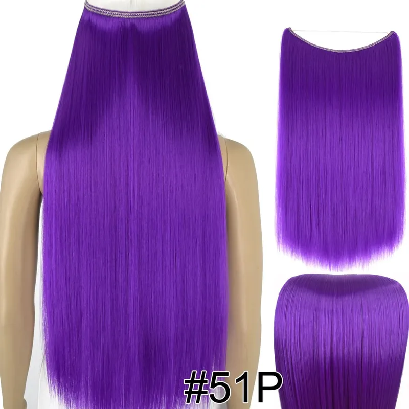 Synthetic Heat Resistant Hair Silky Straight Elasticity Invisible Wire Hair Extensions 8006 — image 29