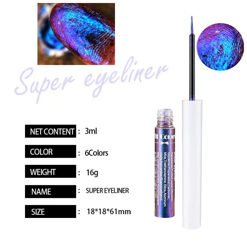 6 Colors Golden Chameleon Liquid Eyeliner Set Waterproof Long Lasting Diamond Glitter Metallic Eye Liner Shiny Makeup Cosmetics
