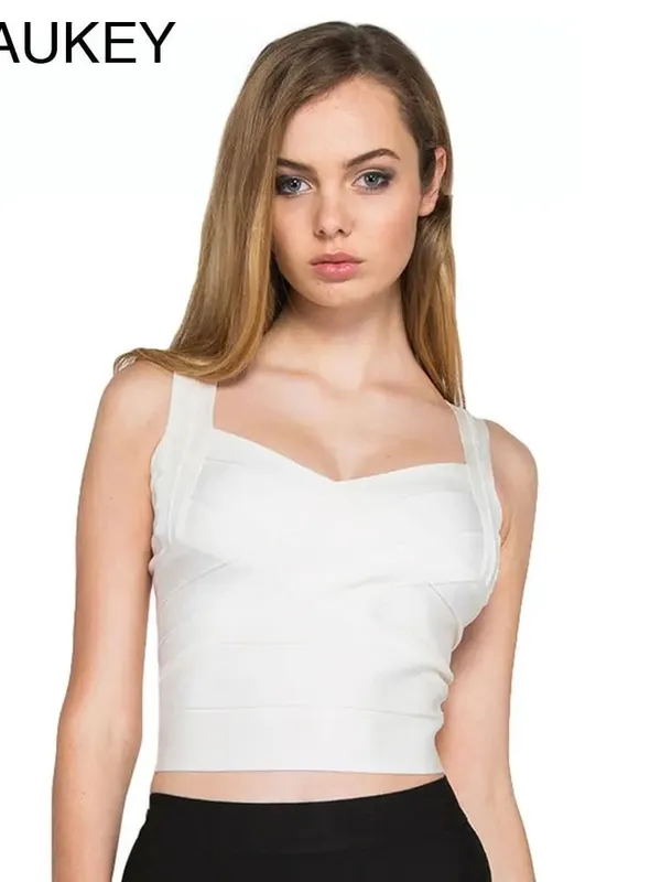 Rayon High Quality Short Sexy Women's Elastic Crop Top Summer Vest White Black Red Blue Yewllow Bodycon Top — image 2