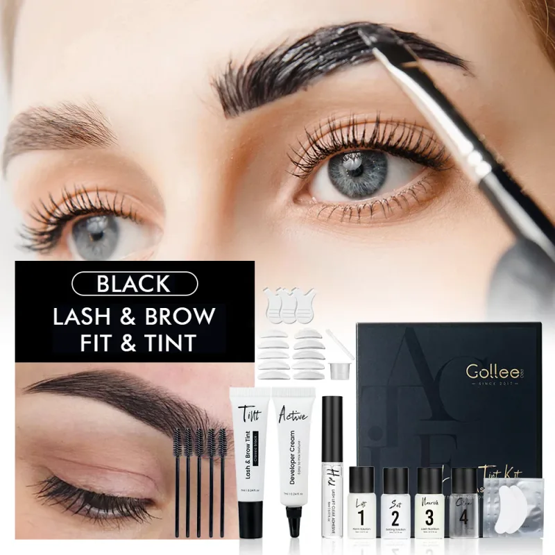Gollee Eyelash Lifting Perm Kit Natural Lashes Enhancer Long Lasting 4-6 Weeks Black Lash Brow Tinting Perm Professional Makeup